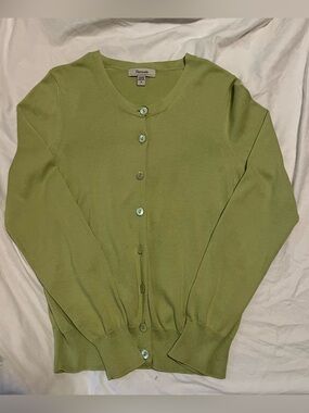Green Faconnable Crewneck Button-Front Vintage Women’s Sweater Size S